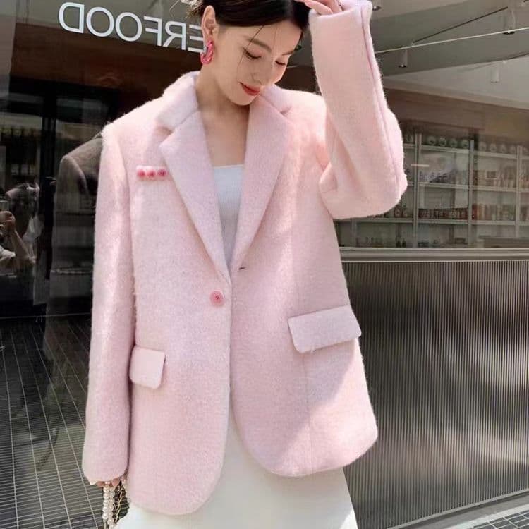 Blazer de mohair y poliéster dulce y delicado