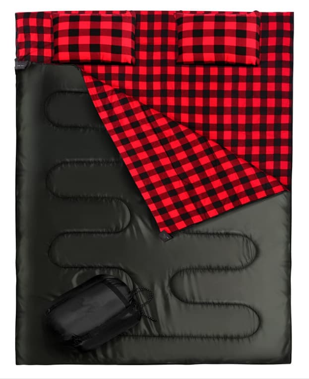 Saco de dormir de franela con almohada integrada