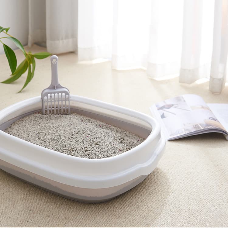 Arenero para gatos semi-cerrado anti-salpicaduras con pala