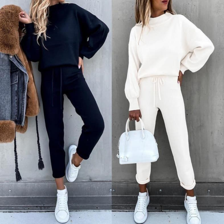 Conjunto de sudadera con cuello alto y pantalones