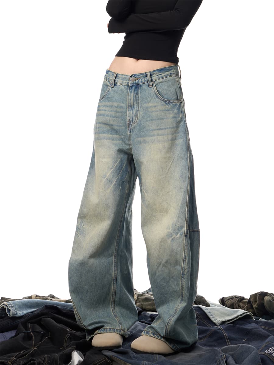 Pantalones vaqueros desgastados efecto retro para mujer