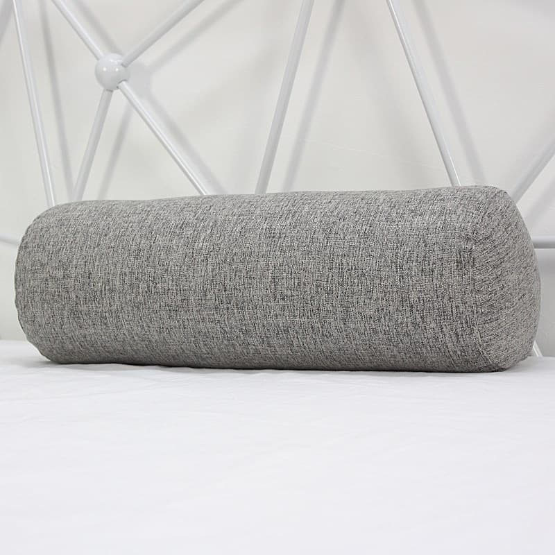Almohada cilíndrica de algodón y lino para soporte lumbar