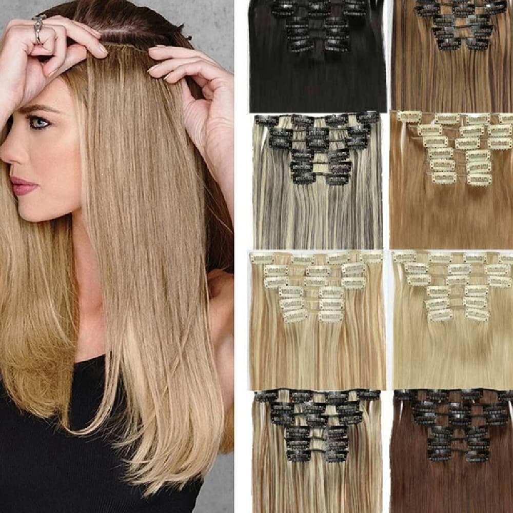 Extensiones de cabello recto set de 6 piezas