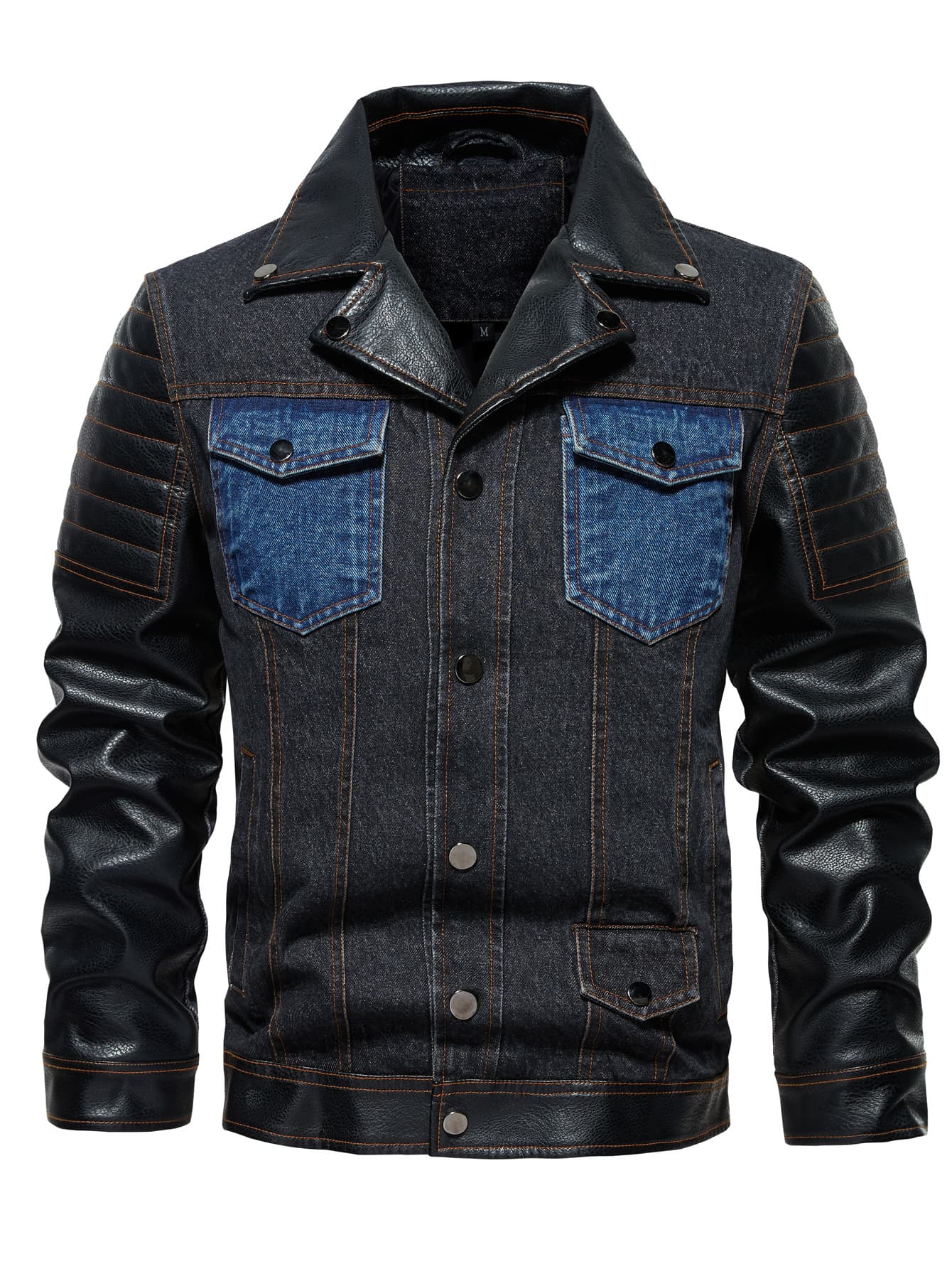 Chaqueta de mezclilla patchwork para hombre