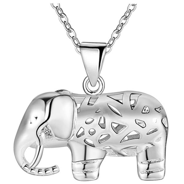 Collar plateado con colgante de elefante calado