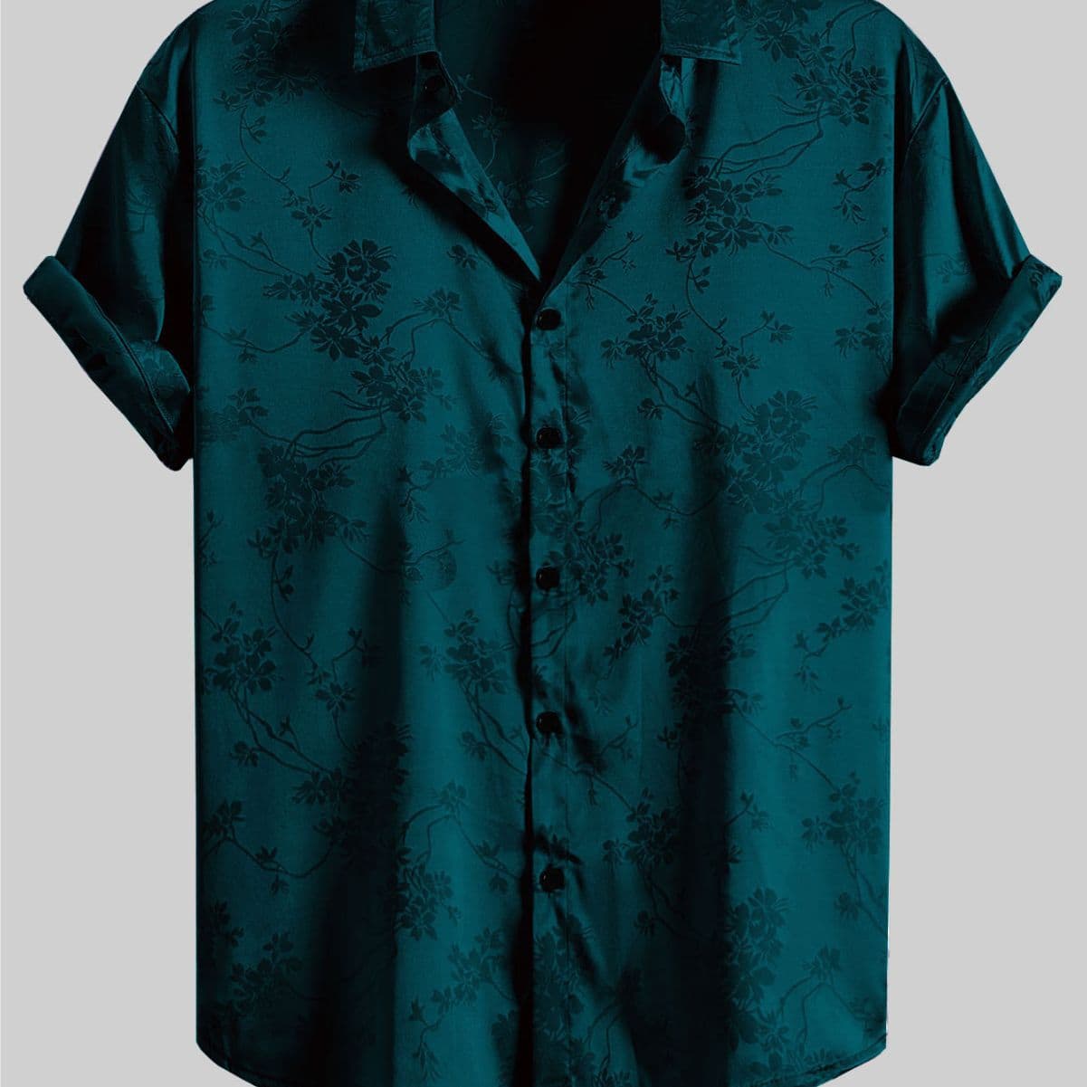 Camisa manga corta hombre, estampado floral bordado
