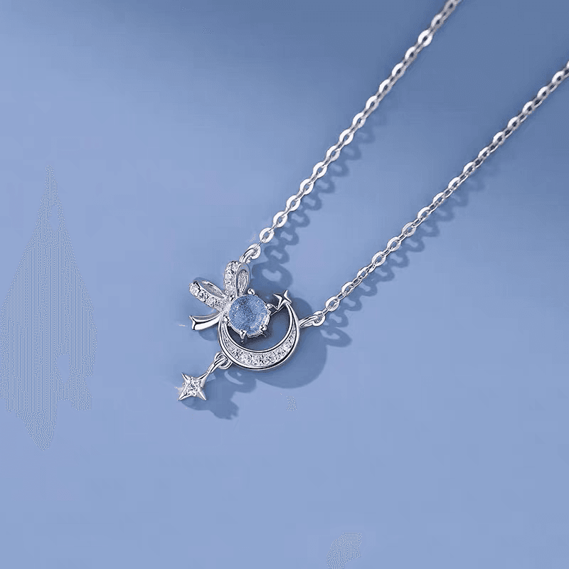 Colgante luna, estrella y arco en plata 999 esterlina