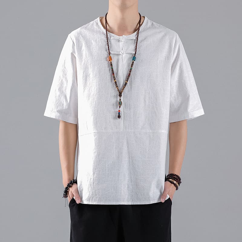 Camiseta para hombre con patrón jacquard retro manga corta
