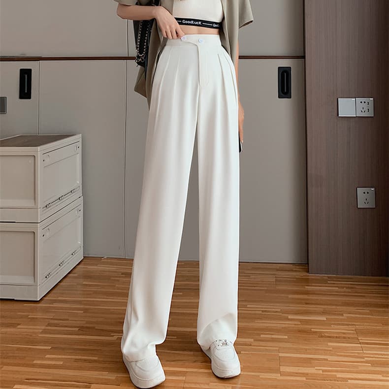 Pantalones de talle alto y pierna ancha para mujer