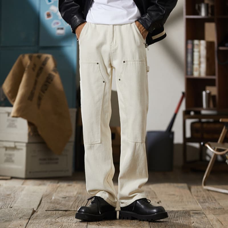 Pantalón cargo vaquero con diseño combinado, tendencia moderna