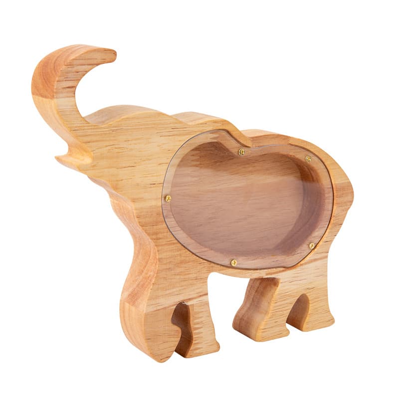Alcancía y caja de joyas de madera con animales