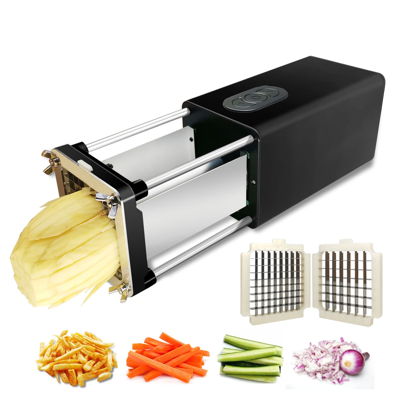 Cortador eléctrico de papas y verduras con doble cuchilla