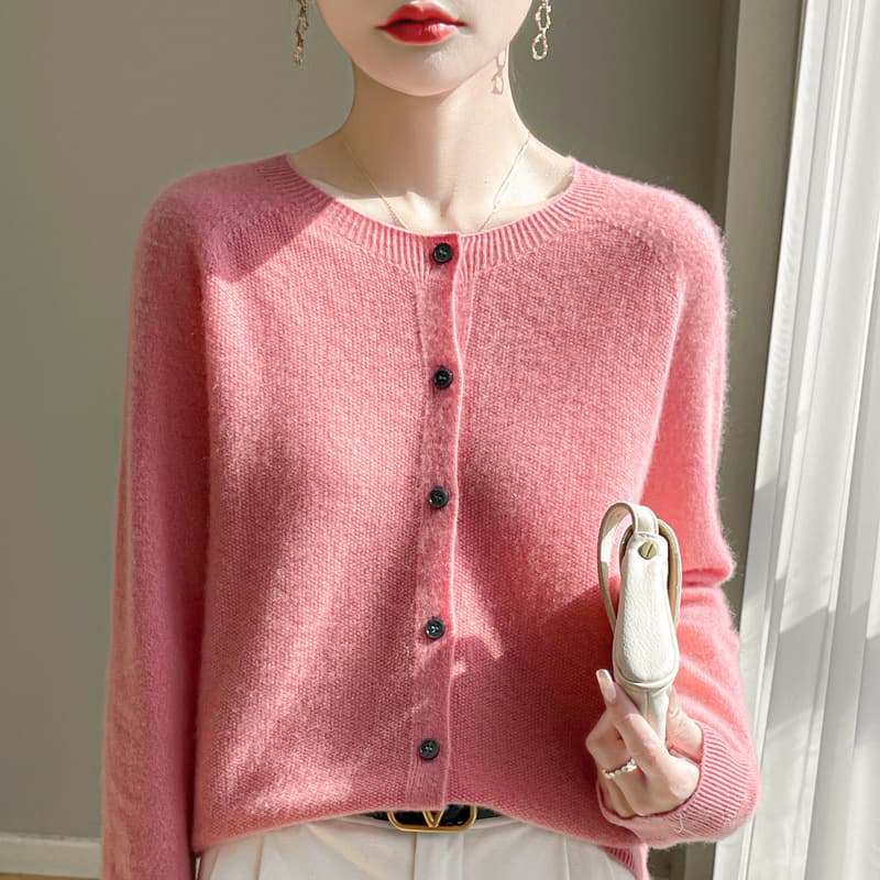 Cardigan cachemira cuello redondo all-match para mujer