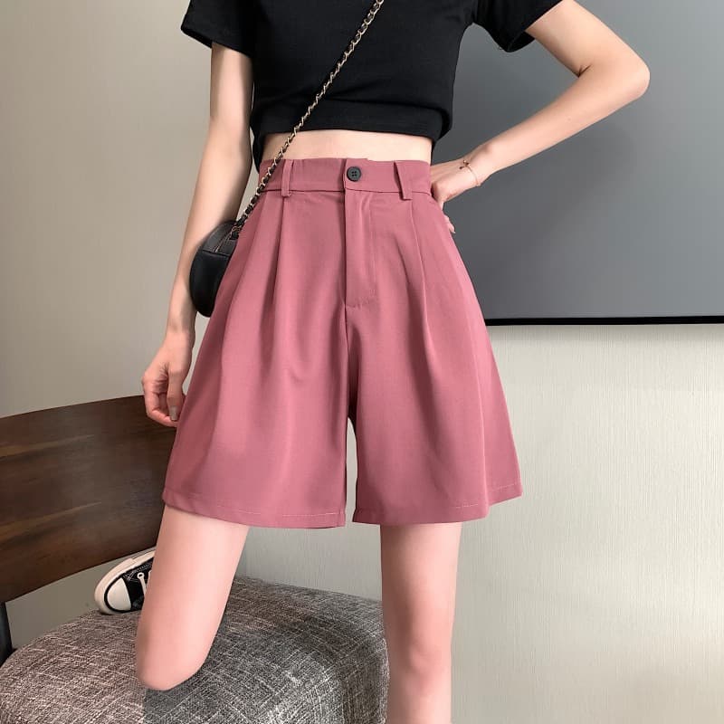 Pantalones rectos de cintura alta estilo casual
