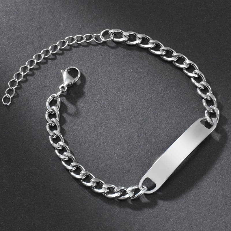 Pulsera unisex de acero inoxidable con cadena y placa ID
