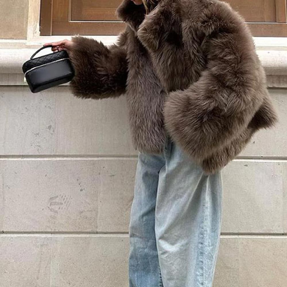 Abrigo de felpa suave casual y cómodo