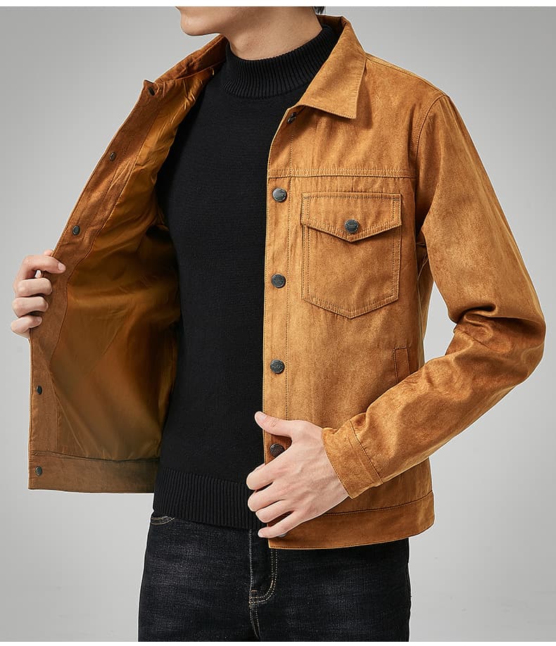 Chaqueta casual de hombre con tela de gamuza