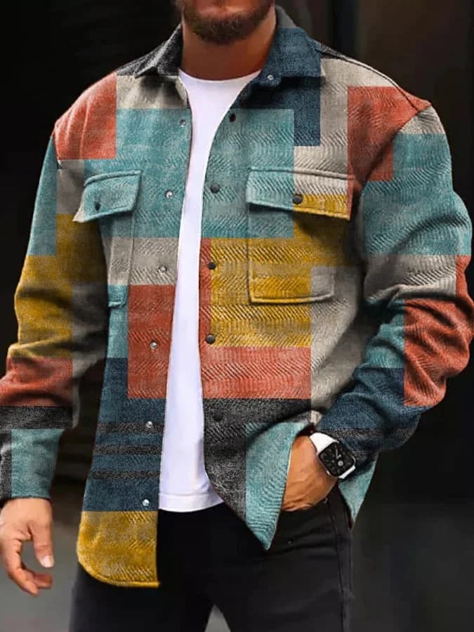 Chaqueta casual para hombre con diseño a cuadros