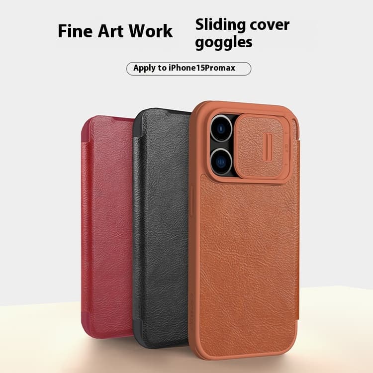 Funda cartera de cuero sintético para iPhone 15