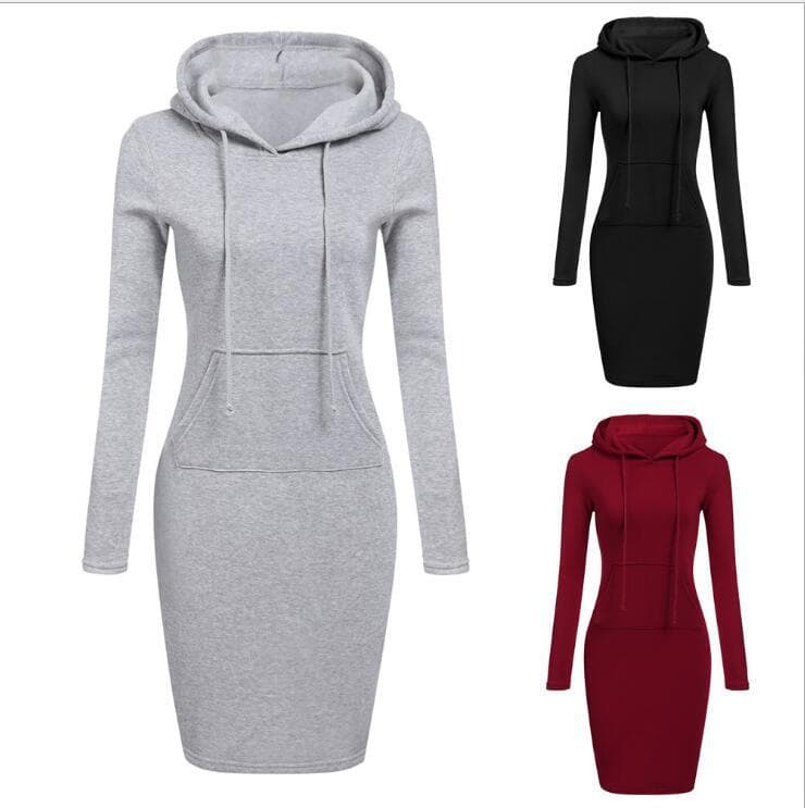 Vestido de invierno con capucha y cordones para mujer
