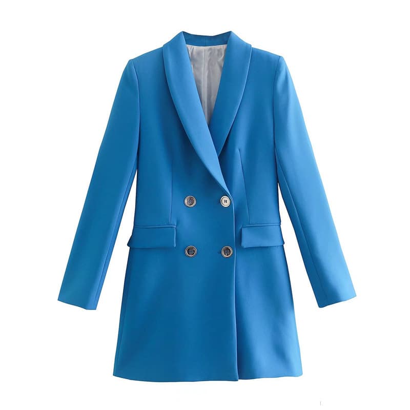Blazer de doble botonadura manga larga para mujer