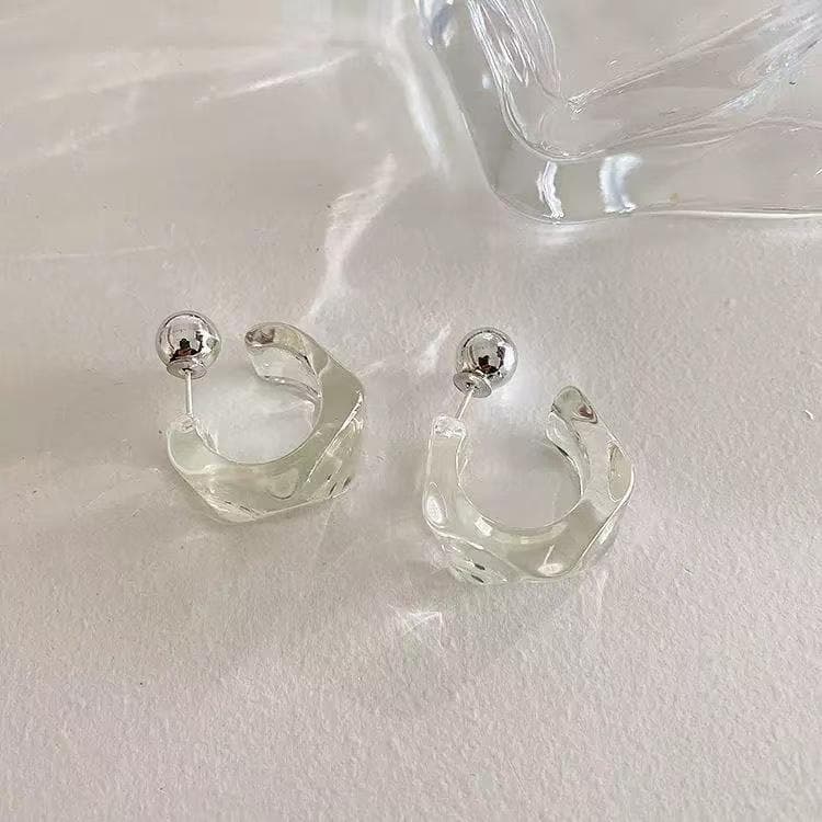Aretes de aro C acrílicos, estilo coreano trendy