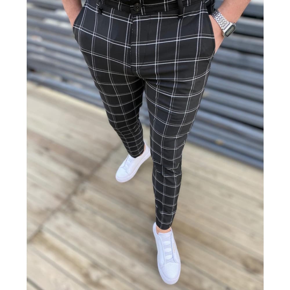 Pantalones casuales a cuadros para hombre