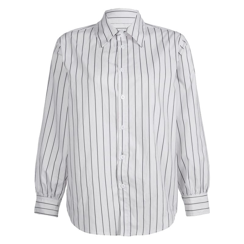 Camisa suelta de rayas verticales con manga larga