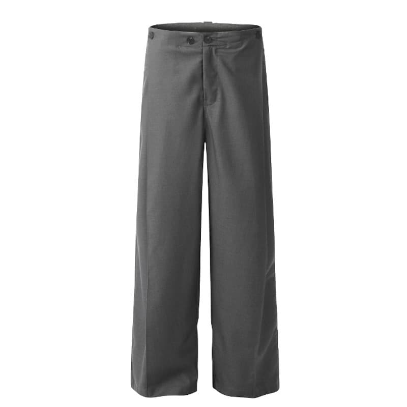 Pantalón gris casual traje mujer, cintura alta y recto