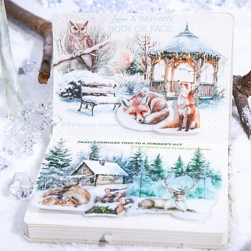 Bolsa de pegatinas PET de invierno con animales