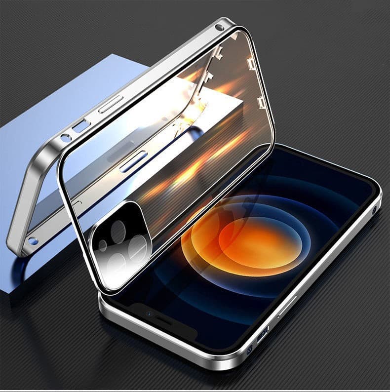 Funda teléfono marco metal cristal doble