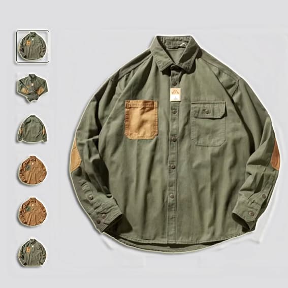 Camisa cardigan hombre manga larga, algodón, estilo retro casual