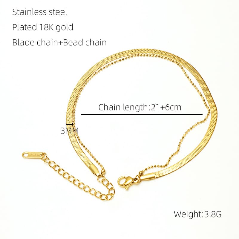 Tobillera titanio con chapado en oro 18K