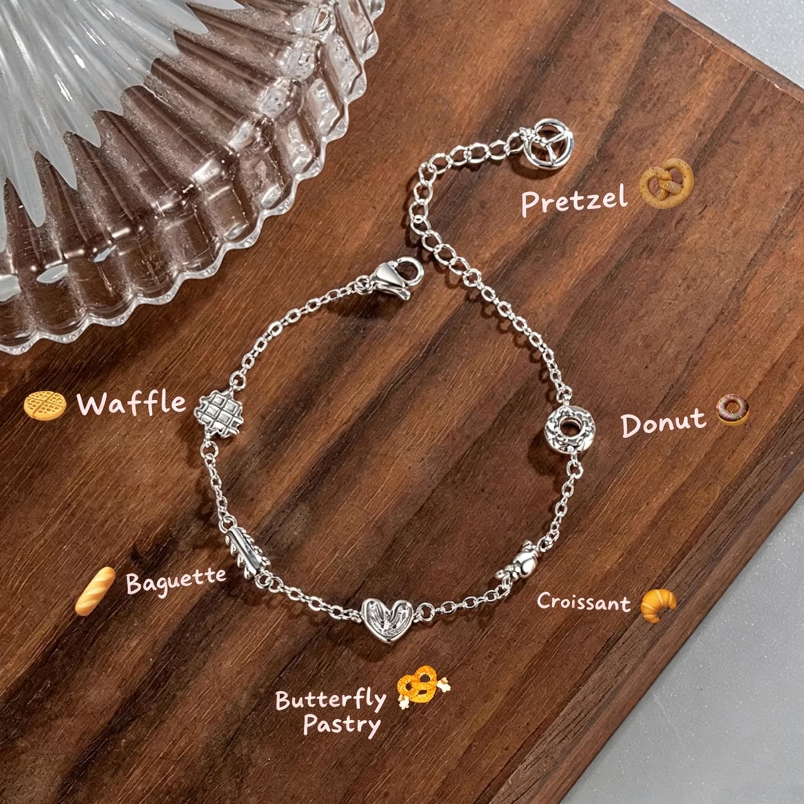 Pulsera encanto panadería plata 999