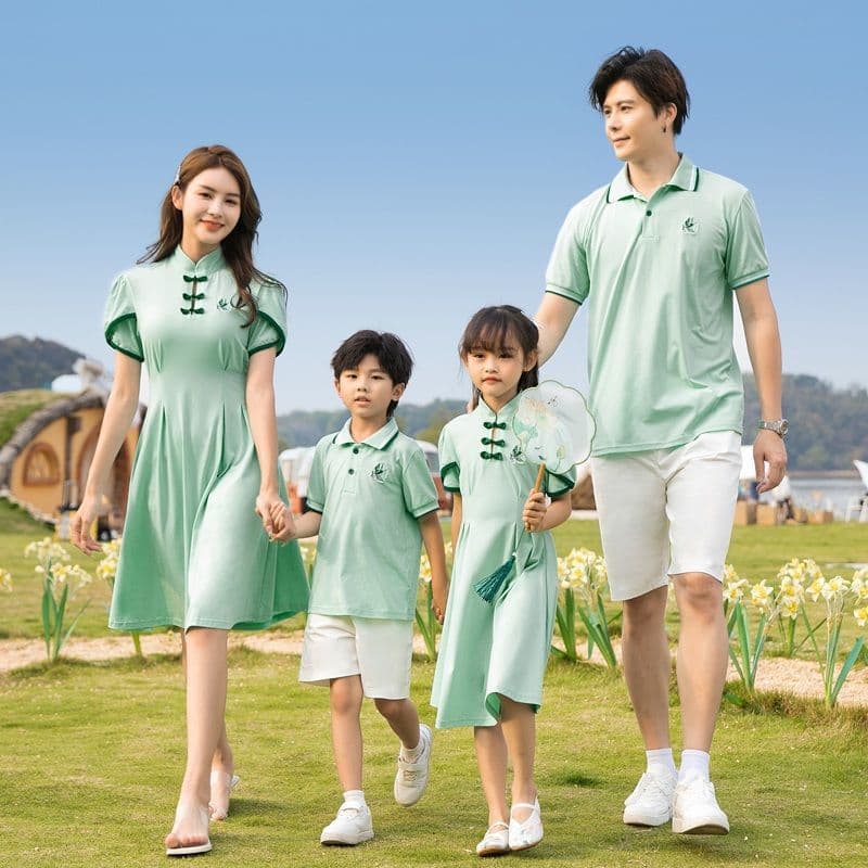 Conjunto Hanfu estilo chino para padres e hijos