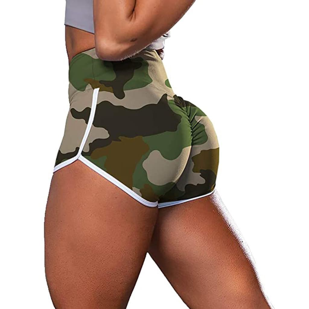 Pantalones cortos fitness camuflaje tie-dye levantacaderas para mujer
