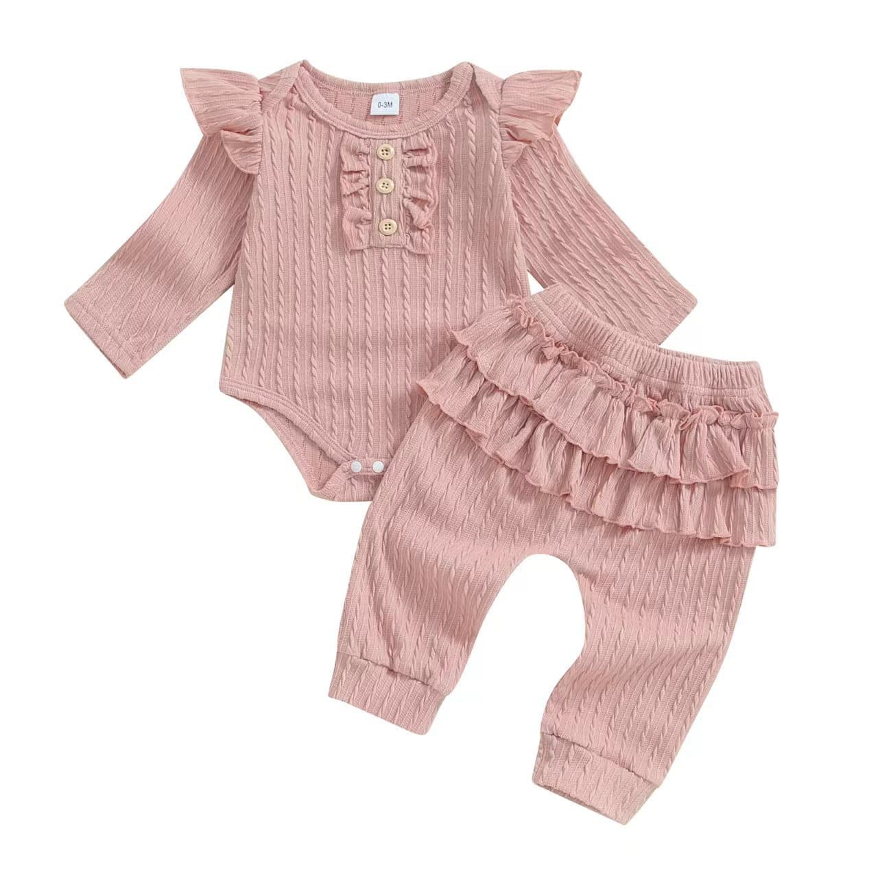 Conjunto de dos piezas para bebé niña con mangas volantes