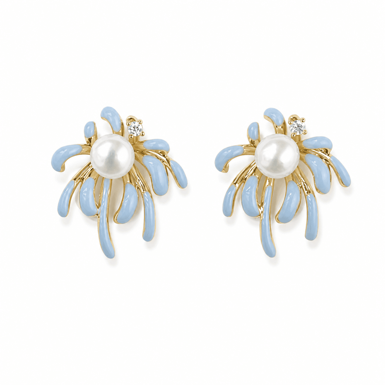 Aretes de perla con diseño de fuego artificial