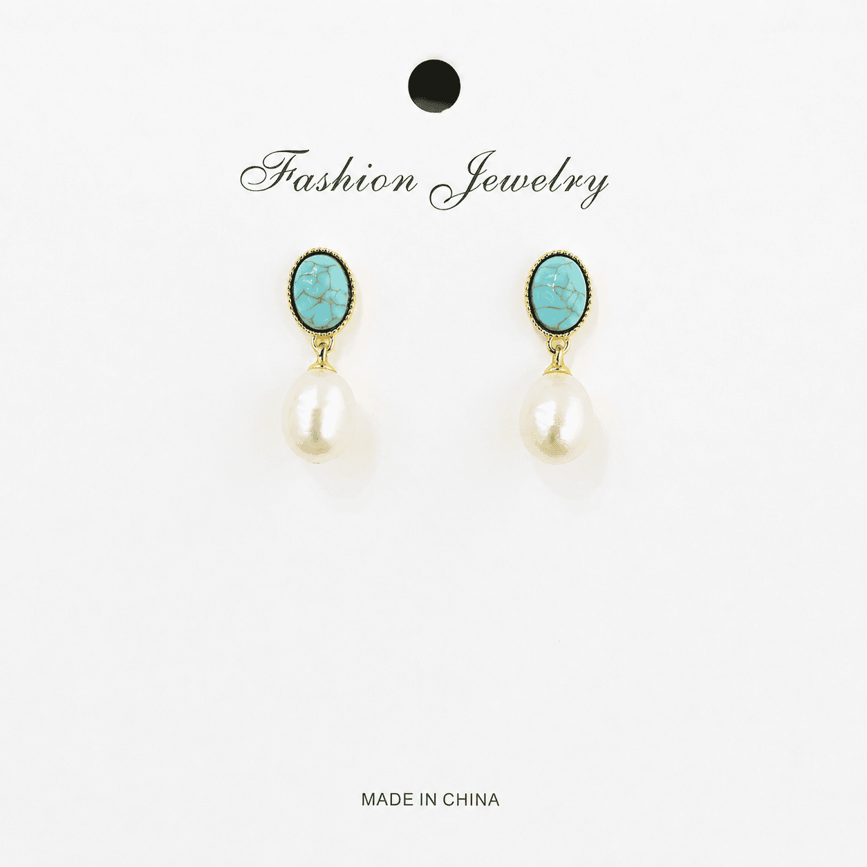 Aretes de turquesa y perla con estilo vintage