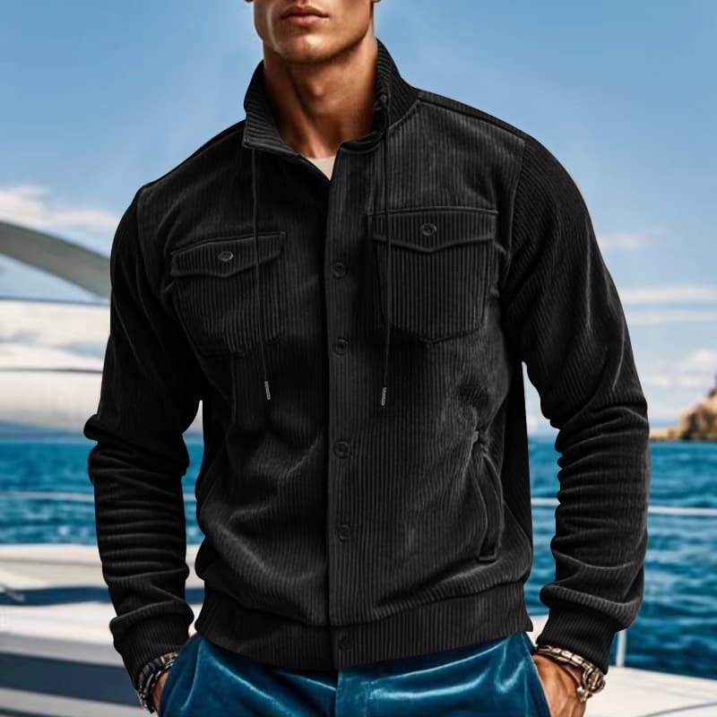 Chaqueta de otoño-invierno de pana con cuello vuelto