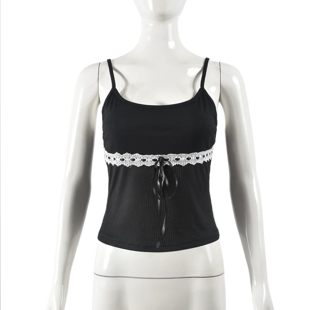 Top con tirantes algodón patchwork contraste ombligo