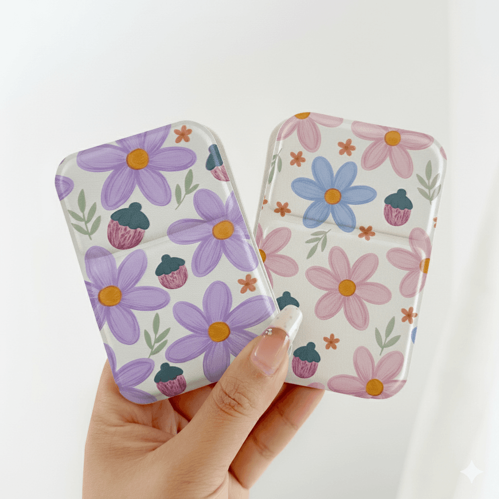 Espejo compacto plegable con flores para maquillaje portátil