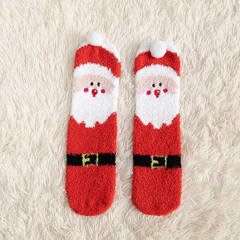 Calcetines navideños infantiles de felpa coral con personajes