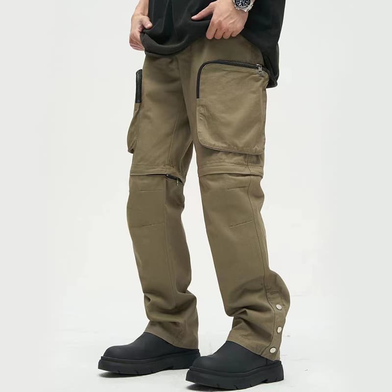 Pantalón casual de hombre con bolsillos grandes y recto