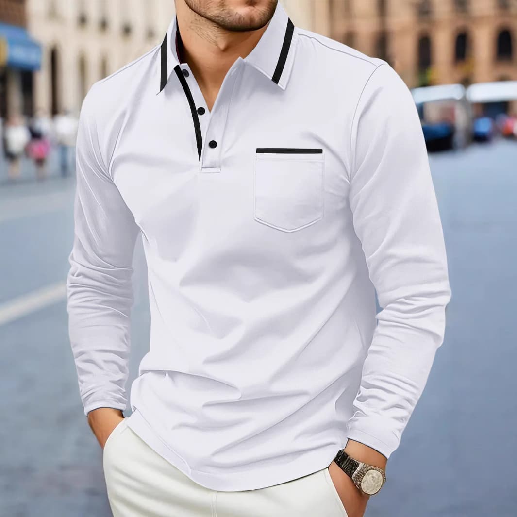 Polo de manga larga con detalles asimétricos para hombre