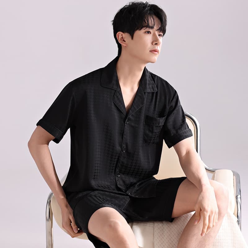 Pijama de seda de hielo para hombre primavera y verano