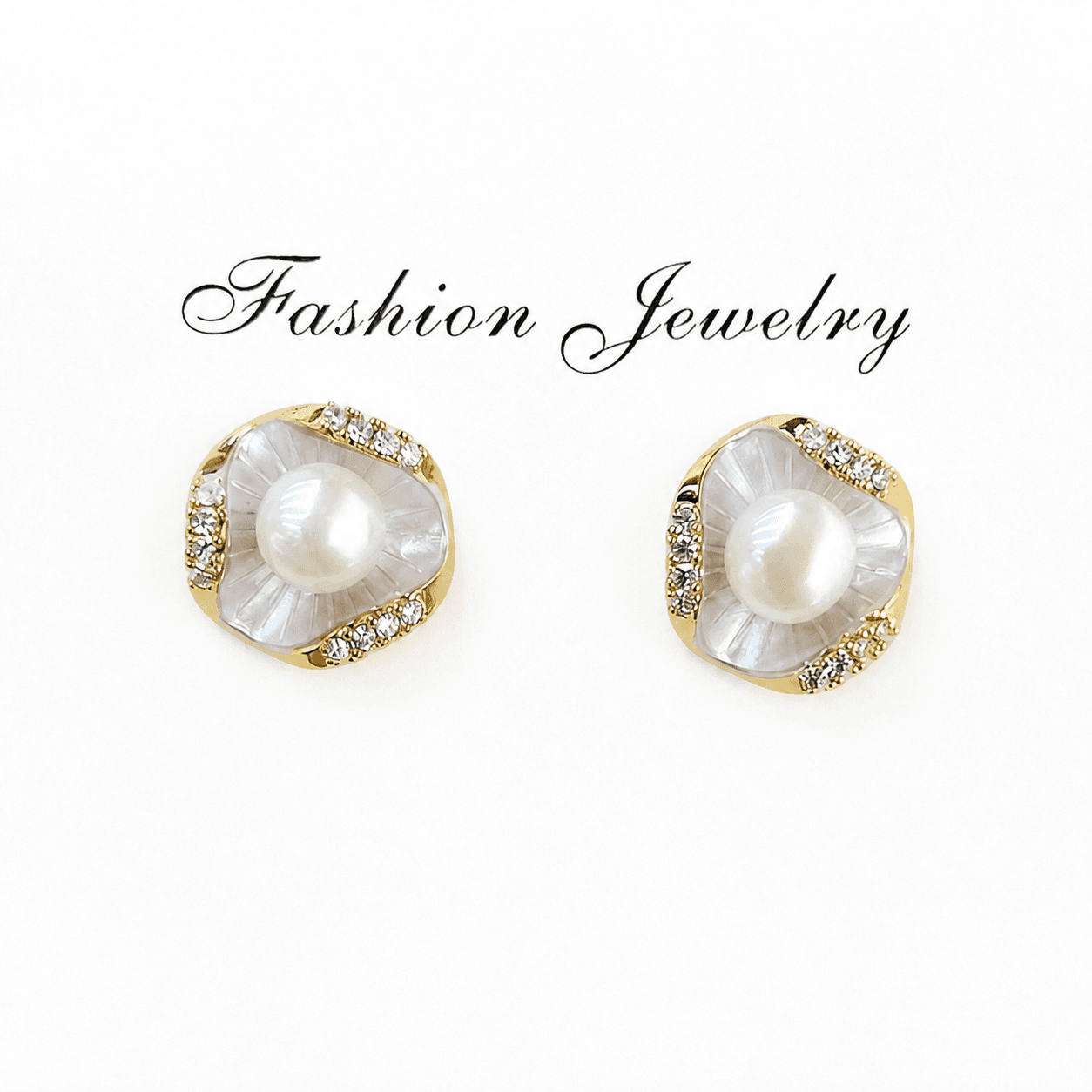 Aretes de perla con textura de concha