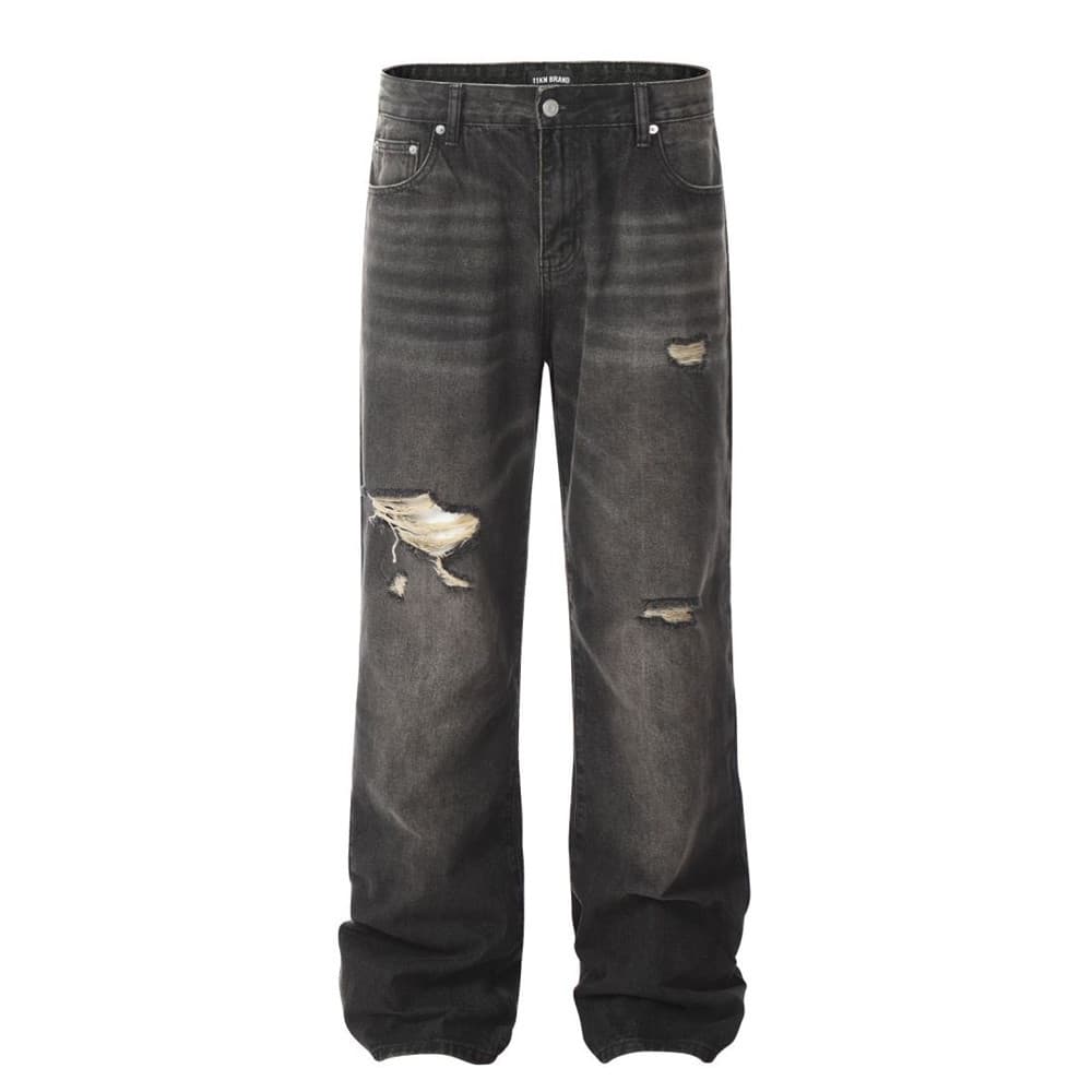 Pantalones vaqueros para hombre rotos, sueltos y rectos