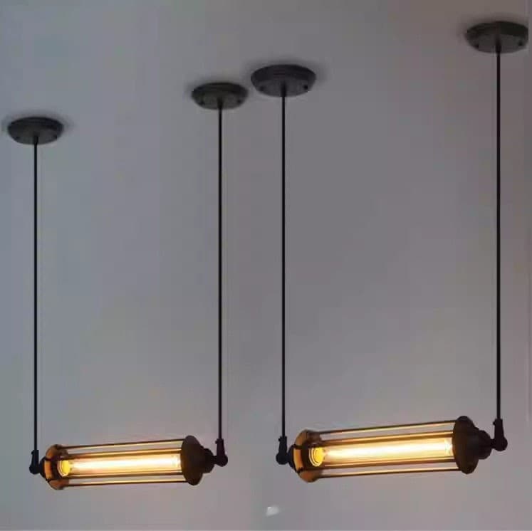 Lámpara colgante retro jaula de hierro para restaurant y bar