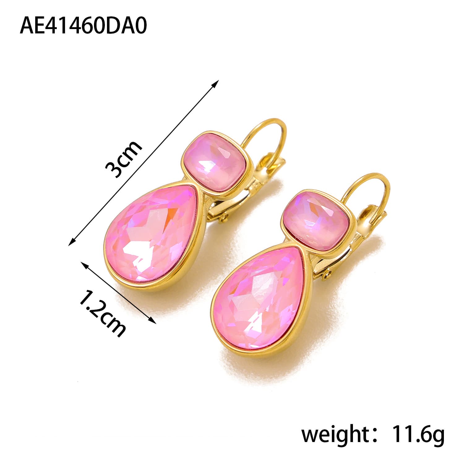 Aretes de titanio con zirconia y forma de gota, estilo geométrico